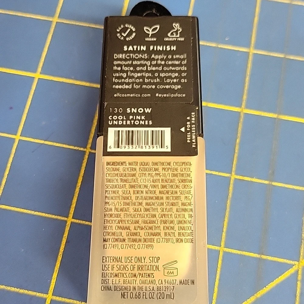 e.l.f. Flawless Satin Foundation Medium Coverage 130 Snow 20ml New
